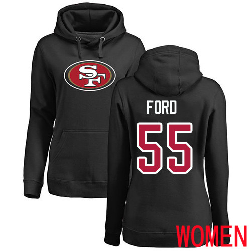 San Francisco 49ers Black Women Dee Ford Name and Number Logo #55 Pullover NFL Hoodie Sweatshirts->nfl t-shirts->Sports Accessory